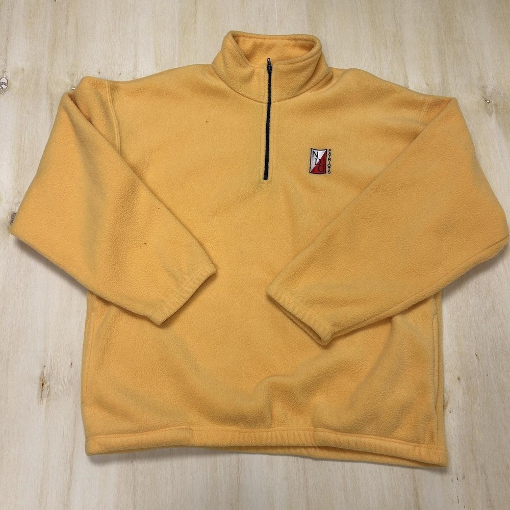 Vintage College House Jacket Mens Large Yellow 1/4 Zip Fleece Patriots USA